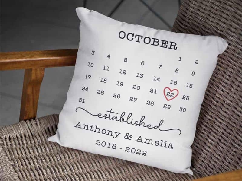 budget anniversary gifts: Wedding Anniversary Calendar Custom Pillow