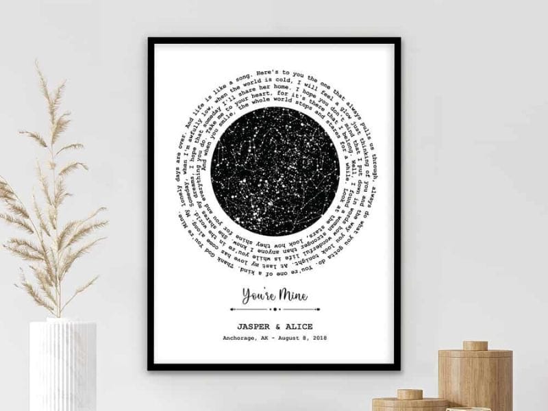 inexpensive anniversary gifts: Star Map And Spiral Song Wall Art