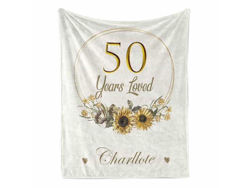 unique birthday gift ideas for women: 50 Years Loved Personalized Birthday Blanket