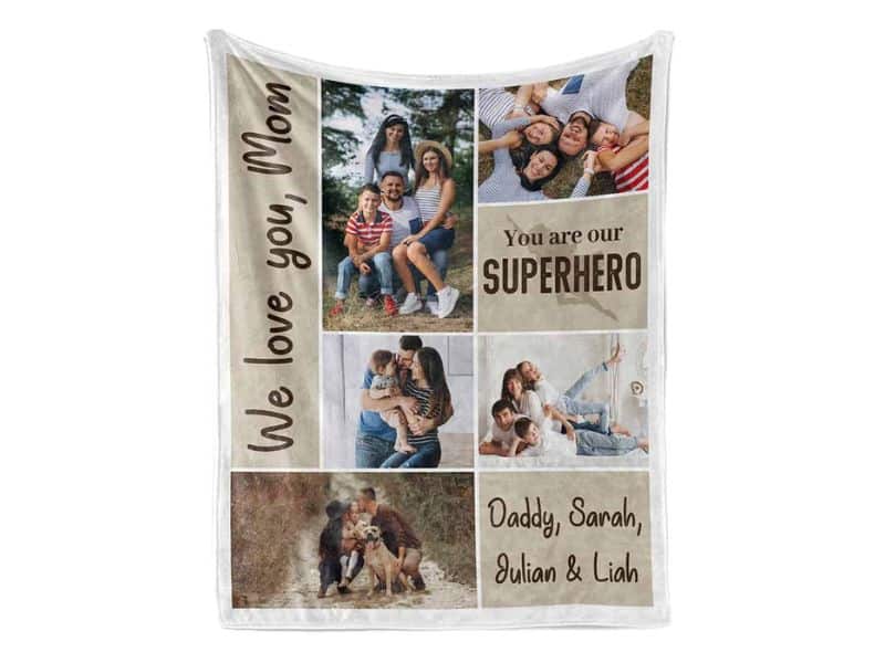 50th birthday gift ideas for mom: Custom Photo Collage Blanket
