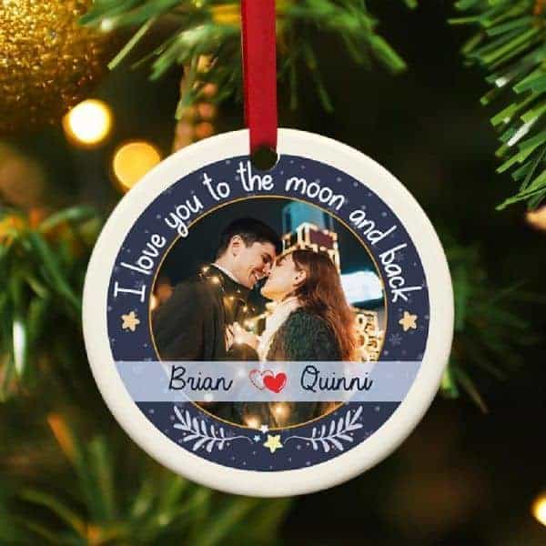 I Love You To The Moon And Back Custom Photo Ornament - meaningful Christmas gift for girlfriend