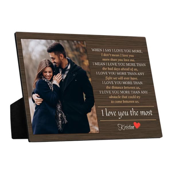 When I Say I Love You More Custom Desktop Photo Plaque - thoughtful Christmas gift for girlfriend