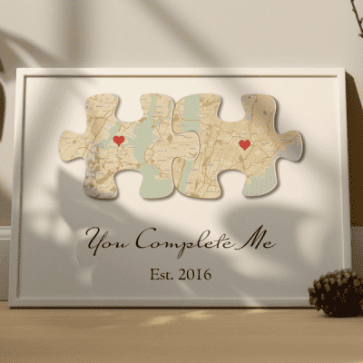 46 Best Christmas Gifts For Your Girlfriend 2023 365Canvas Blog   You Complete Me Custom Text And Map Canvas Print 400x400 