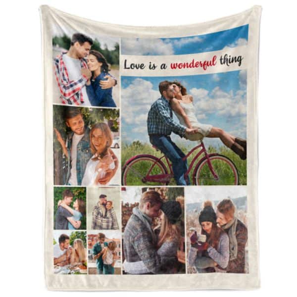 Love Is a Wonderful Thing Custom Photo Collage Blanket