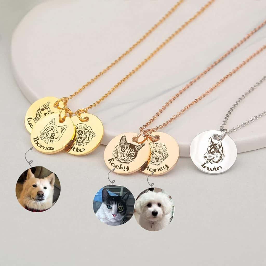 mother's day gifts for aunts - Personalized Pet Portrait Necklace
