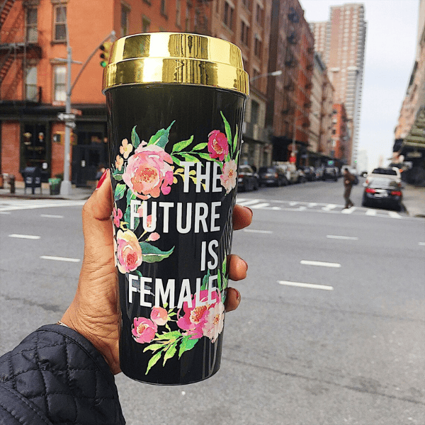 mother's day gift for aunt - The Future Is Female Gold Lid Travel Coffee Mug