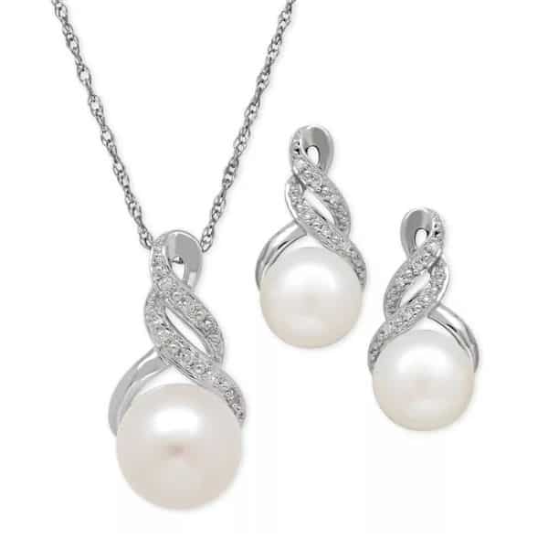 40th Birthday Gifts for Women Diamond Accent Pendant Necklace and Earrings Set 