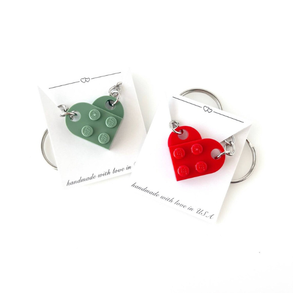 Lego Heart Keychain: 1 year anniversary gift for boyfriend