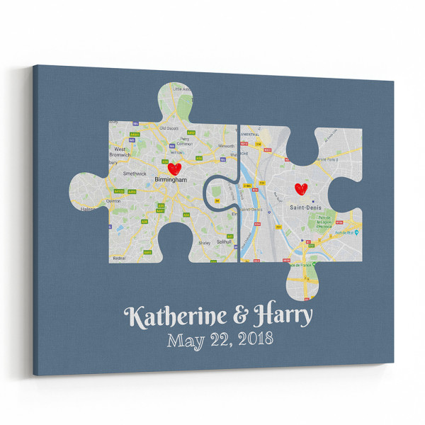 special wedding gifts for friends - Couple Puzzle Map Canvas