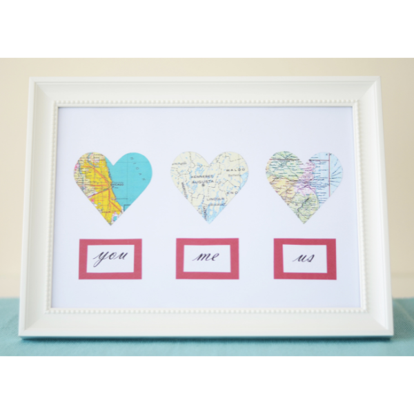 diy gifts for girlfriend: DIY Map Hearts