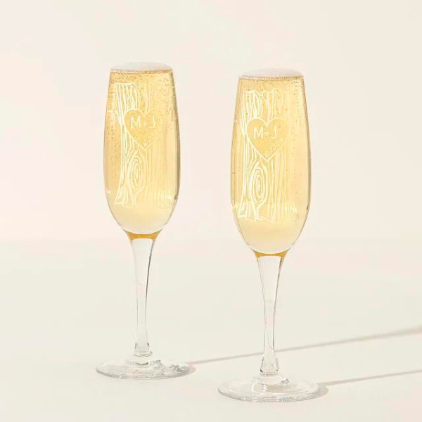 Etched Champagne Flutes: wedding gift ideas for couple