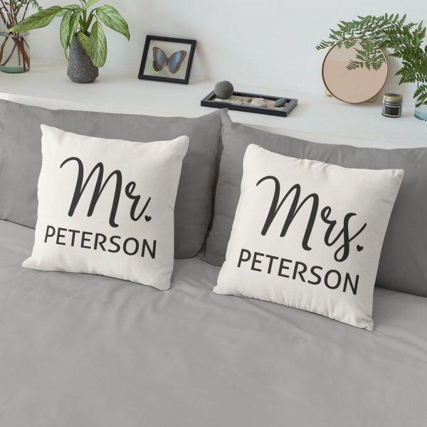 best wedding gifts for friends - Mr And Mrs Custom Name Suede Pillow