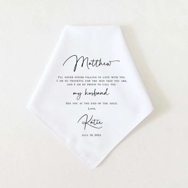 Thoughtful wedding gifts for bride from groom: Personalized Handkerchief